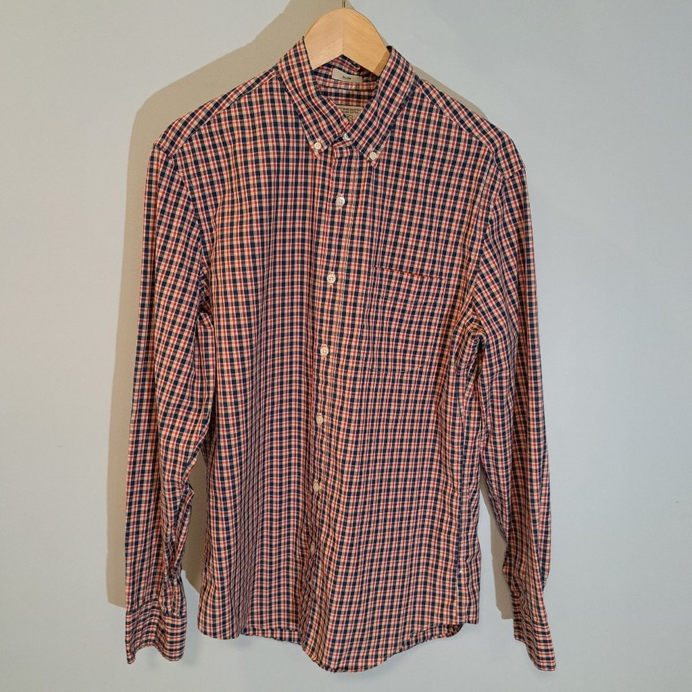 J. Crew men's medium slim stretch 98% organic cotton button down plaid shirt - Picture 1 of 14
